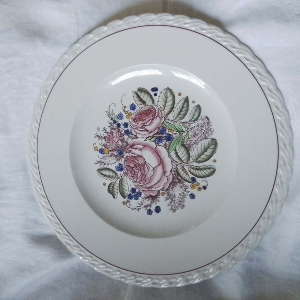Vernon Kilns Southern Rose Hand Painted Serving Plate 12.5"